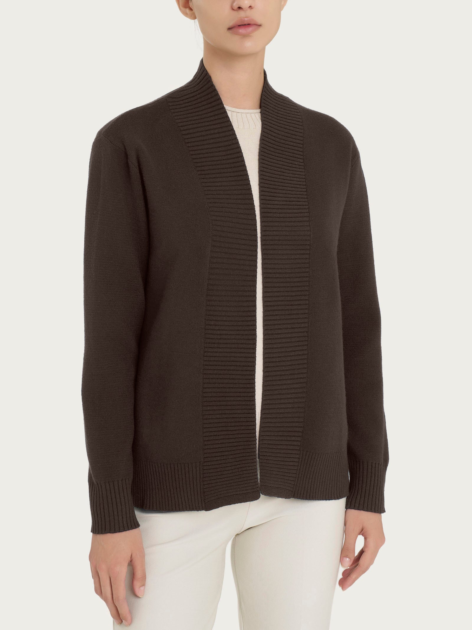 Ragno Super Soft cardigan aperto Chocolate Torte manica lunga