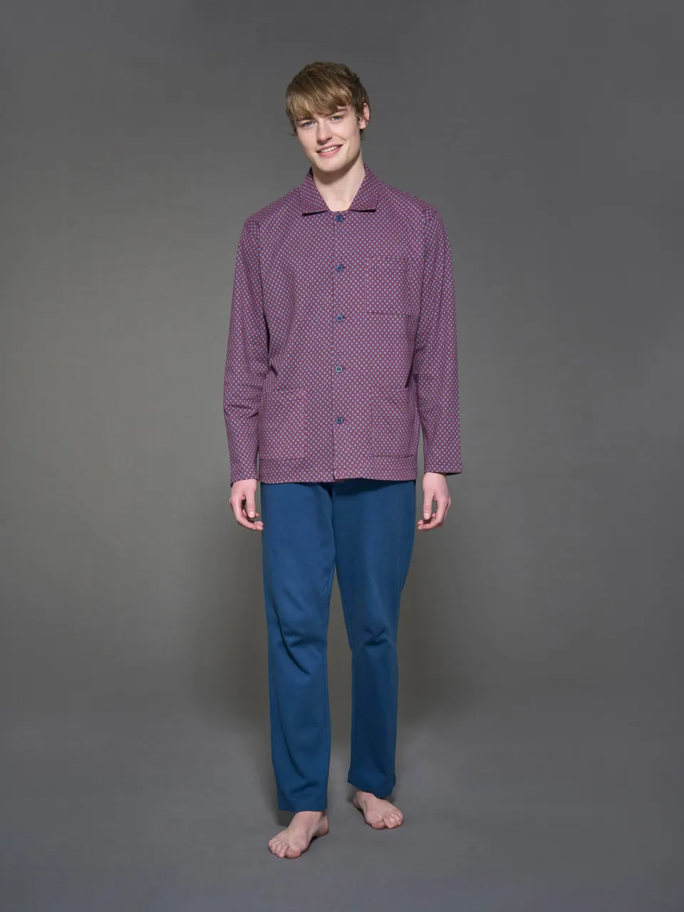 Ragno Pigiama Uomo Aperto Interlock Cotone Fant Zinfandel