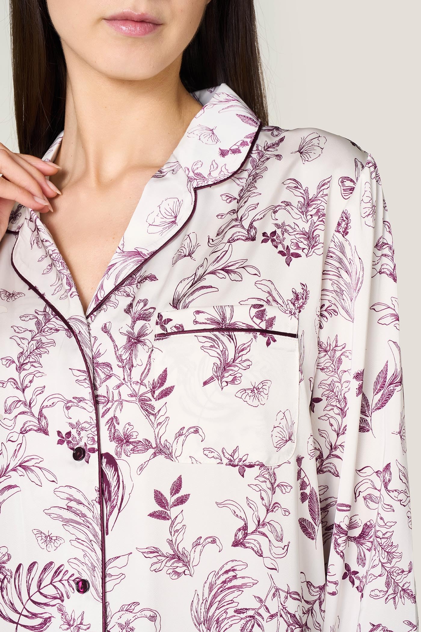 Goldenpoint Satin Flowers Pigiama Donna Abbottonato