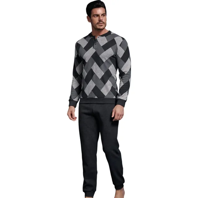 Enrico Coveri pigiama uomo jacquard antracite XL