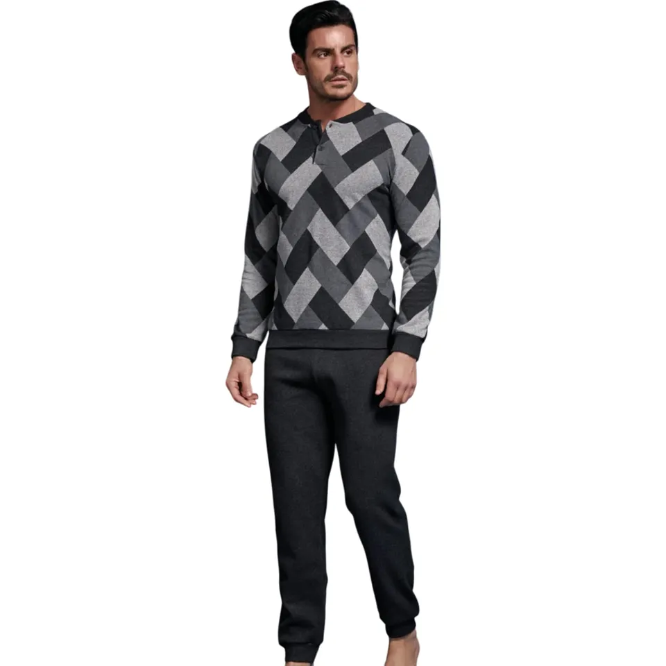 Enrico Coveri pigiama uomo jacquard antracite XL