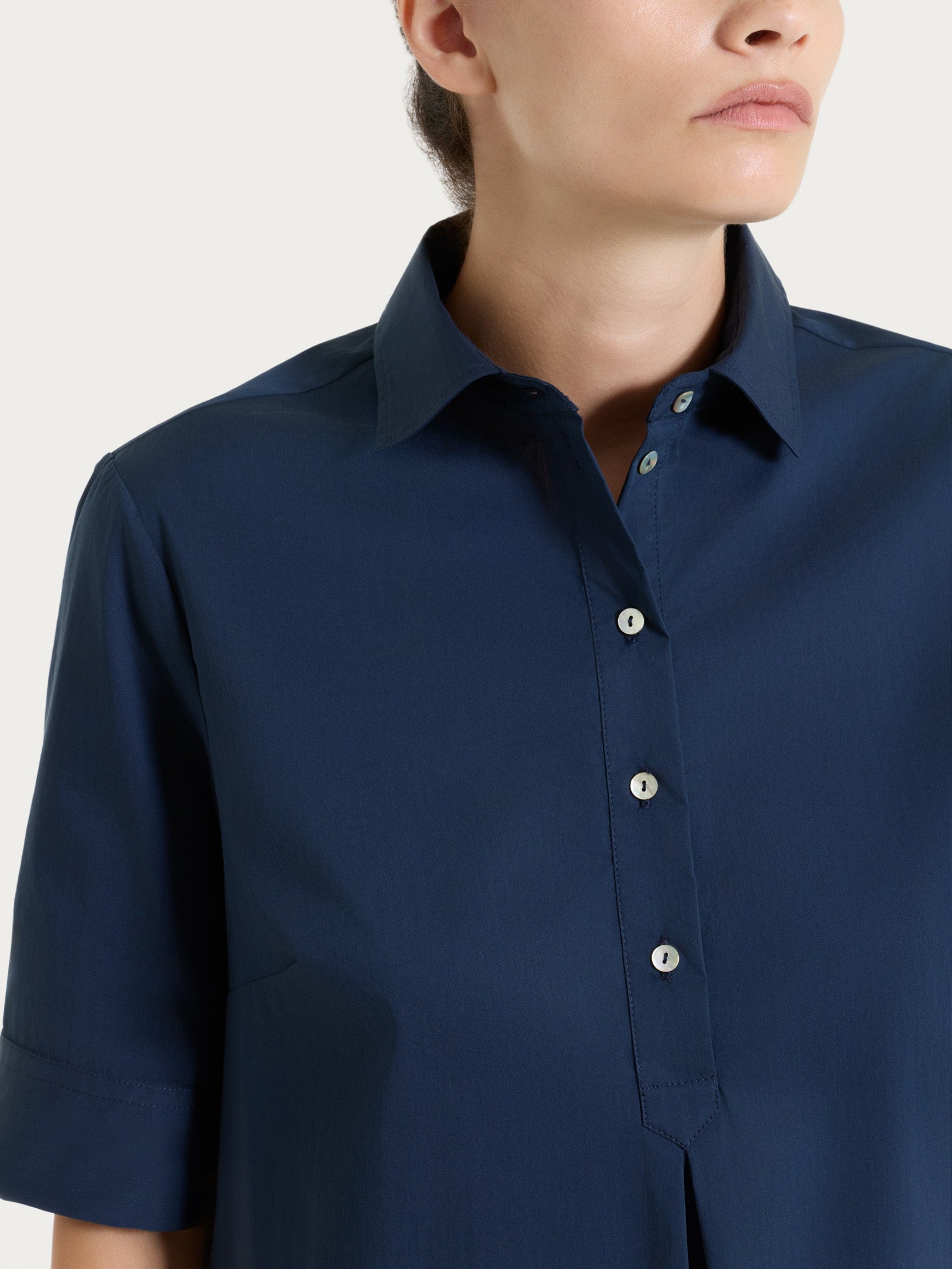 Ragno Puro Cotone Bleu camicia collo serafino cotone