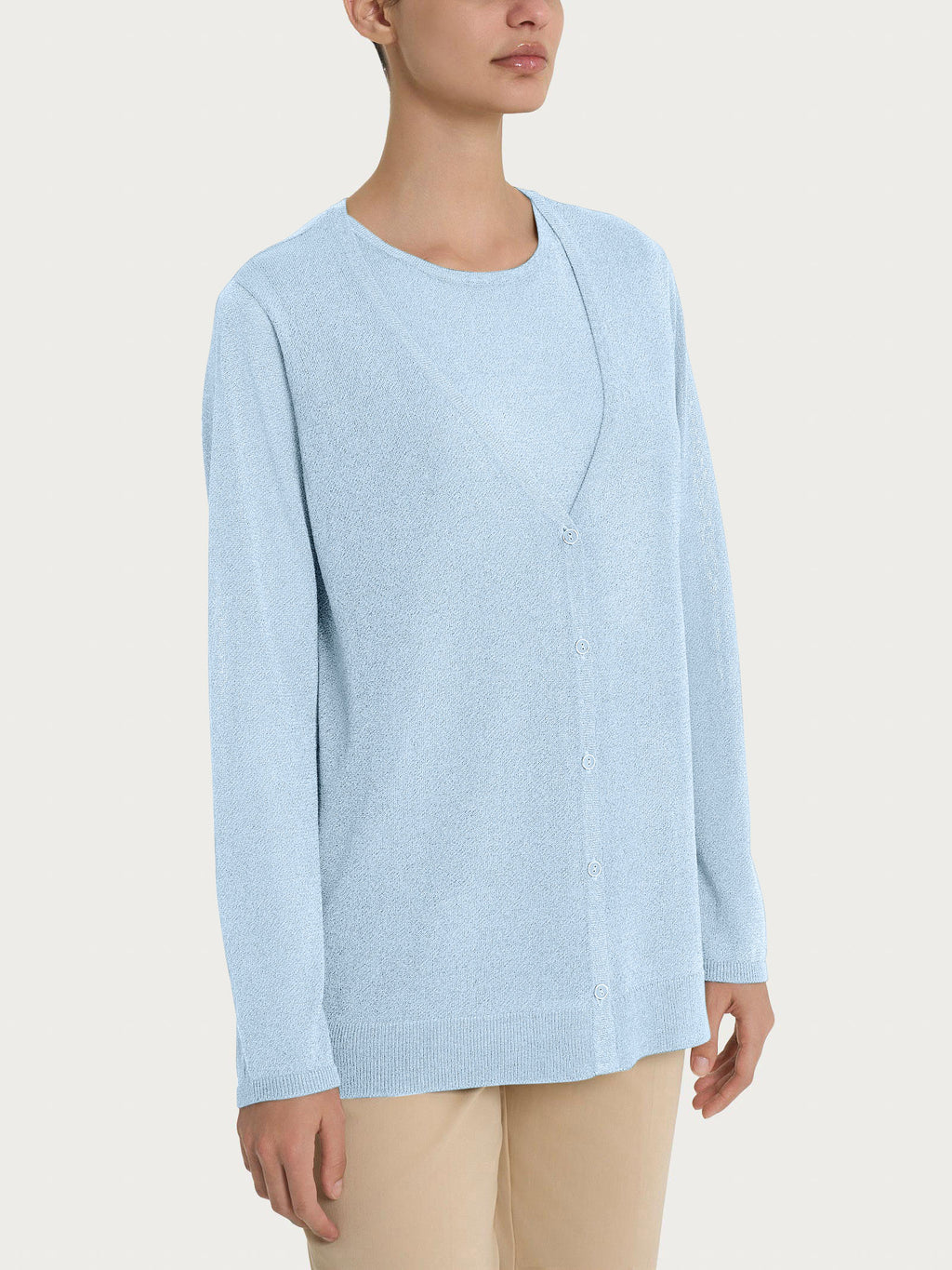 Ragno Viscosa Summer cardigan bottoni lurex azzurro Skyway