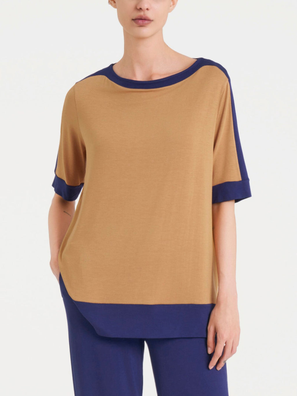 Ragno Viscosa Summer t-shirt scollo rotondo Fant. Indian Tan viscosa