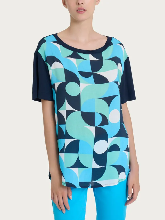 Ragno T-shirt Barchetta Viscosa Pool Blue fantasia