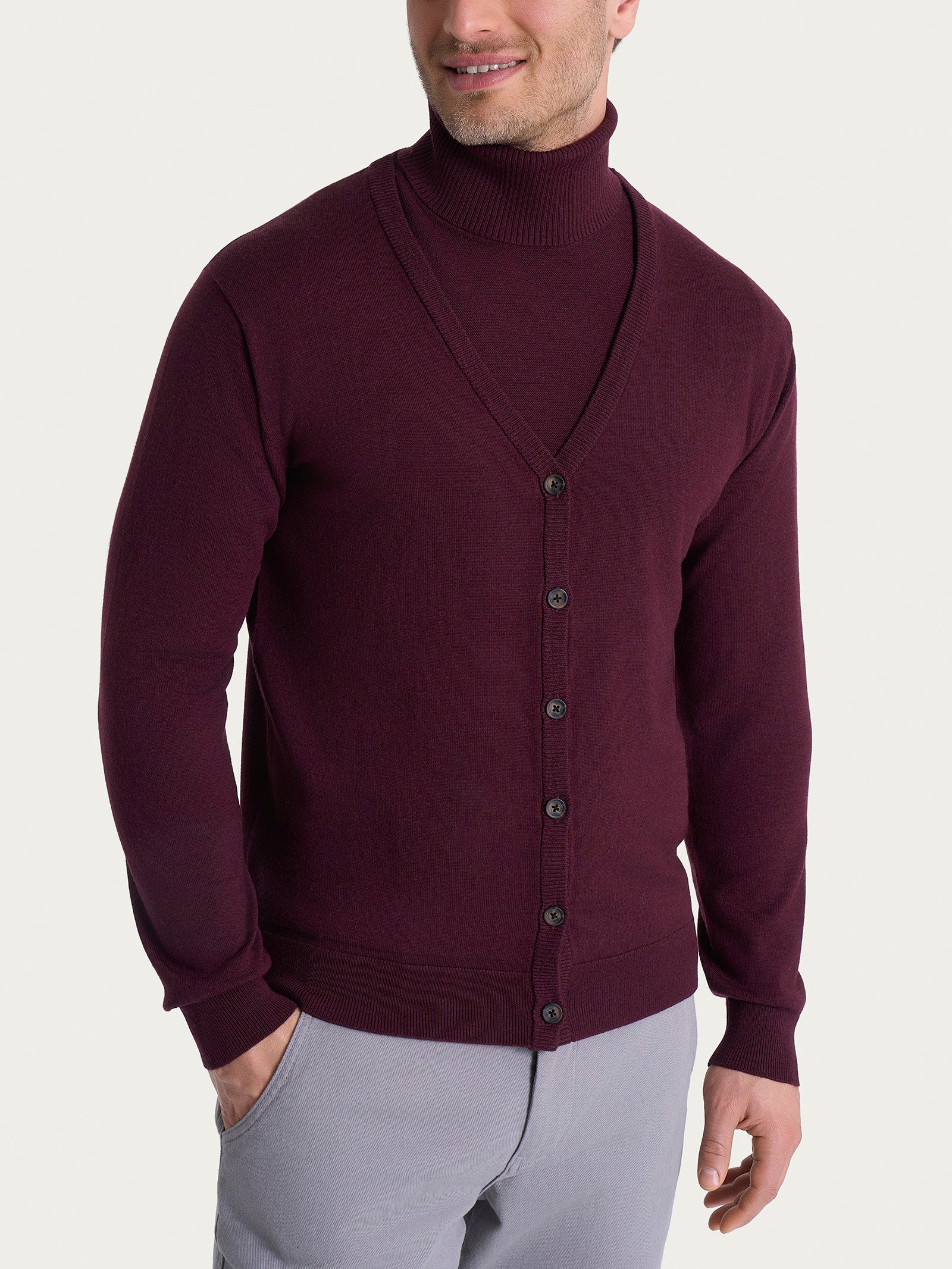 Ragno Merino Soft cardigan lana fig scollo a V caldo leggero