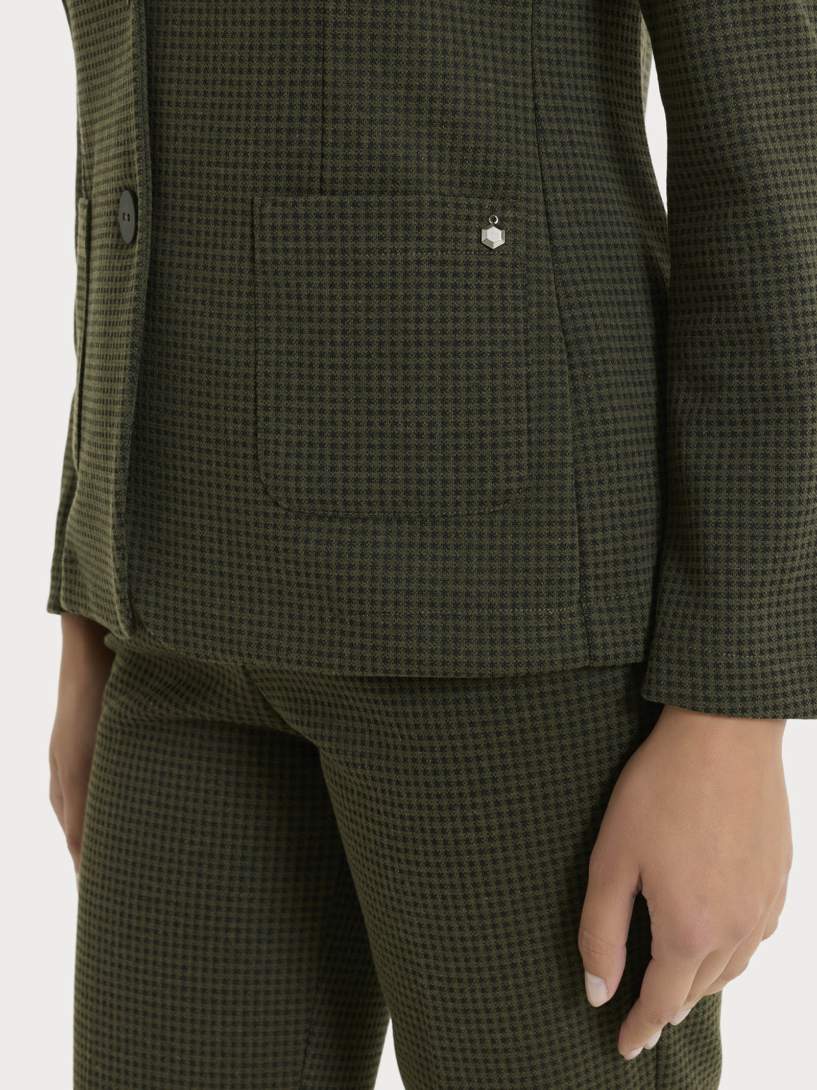 Ragno Eco Jacquard Blazer Donna Verde Micro Check 2 Bottoni