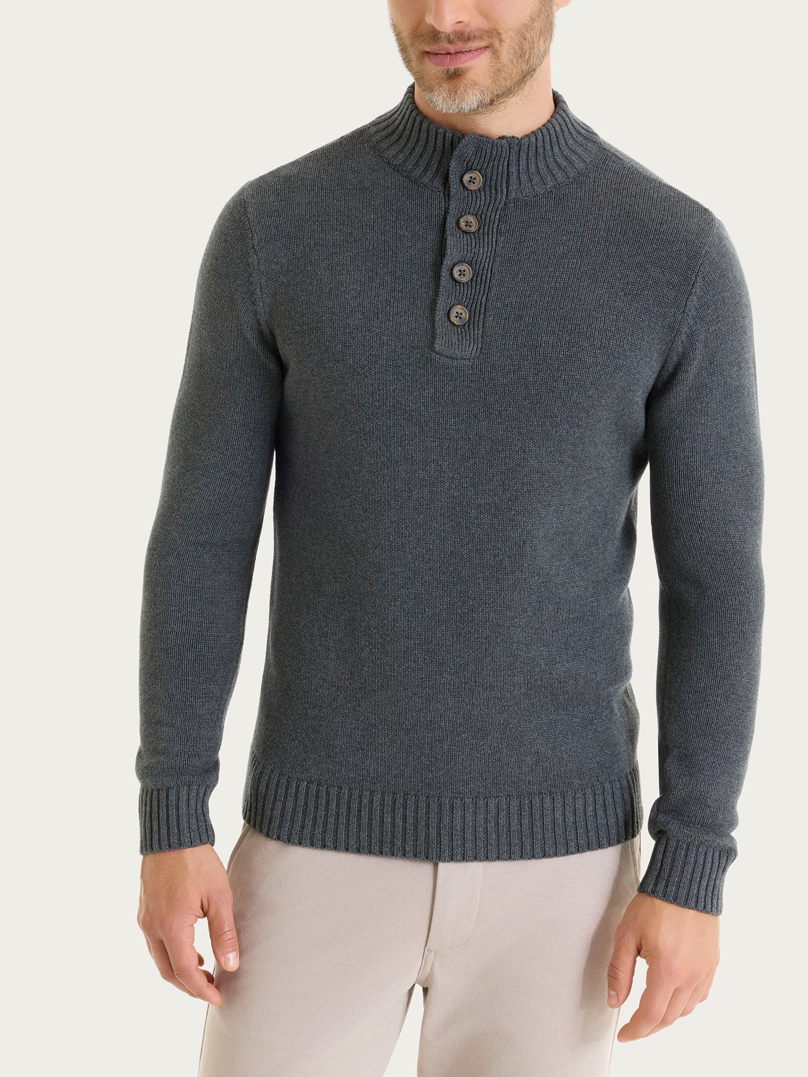 Ragno Winter Cotton Lupetto con Zip e Bottoni Ardesia Puro Cotone