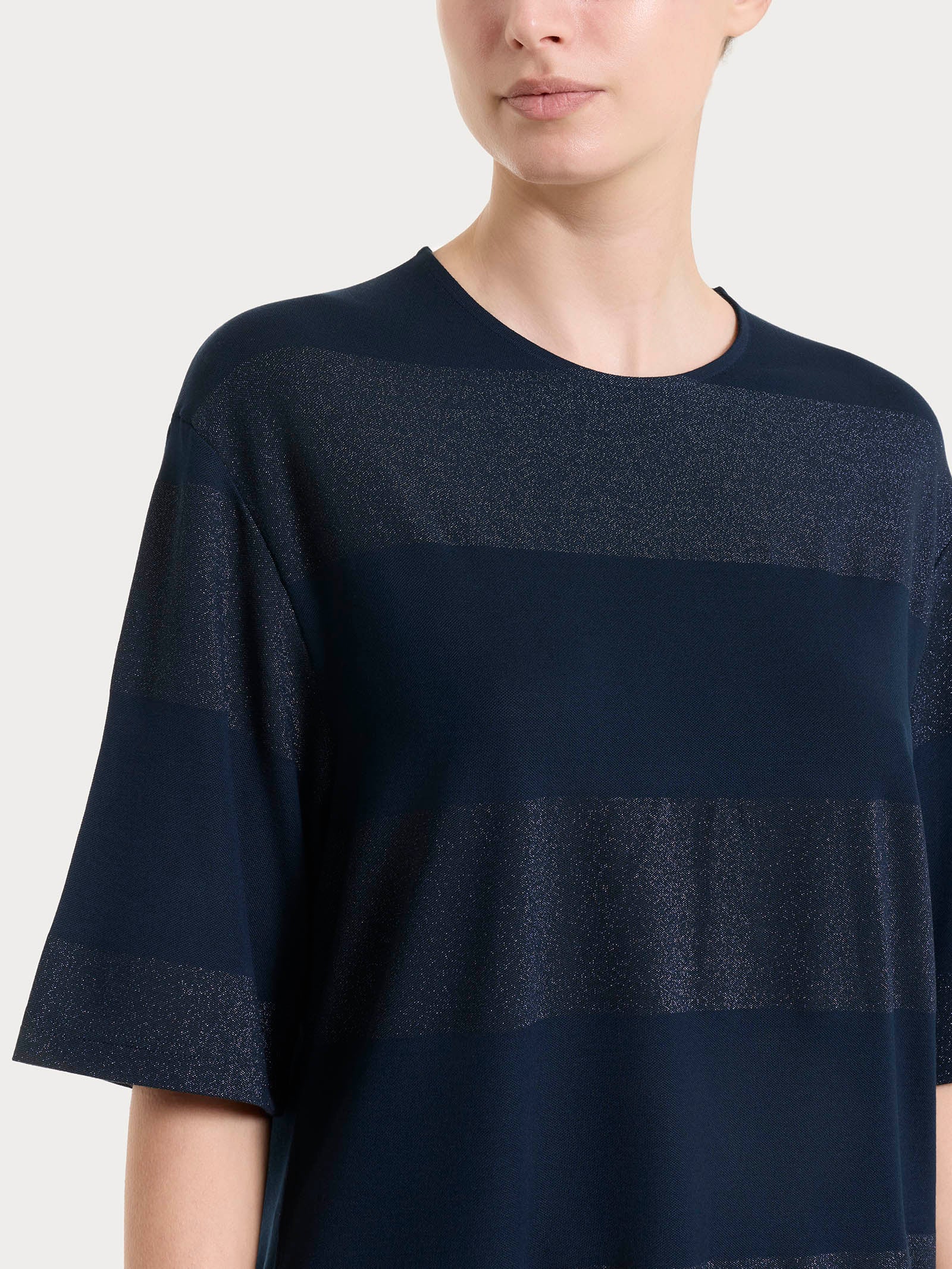 Ragno Summer Light maglietta righe Fant.Bleu manica corta lurex