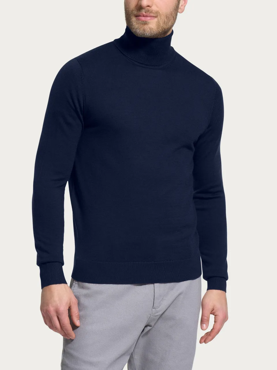 Ragno Merino Soft Dolcevita Uomo Bleu Lana