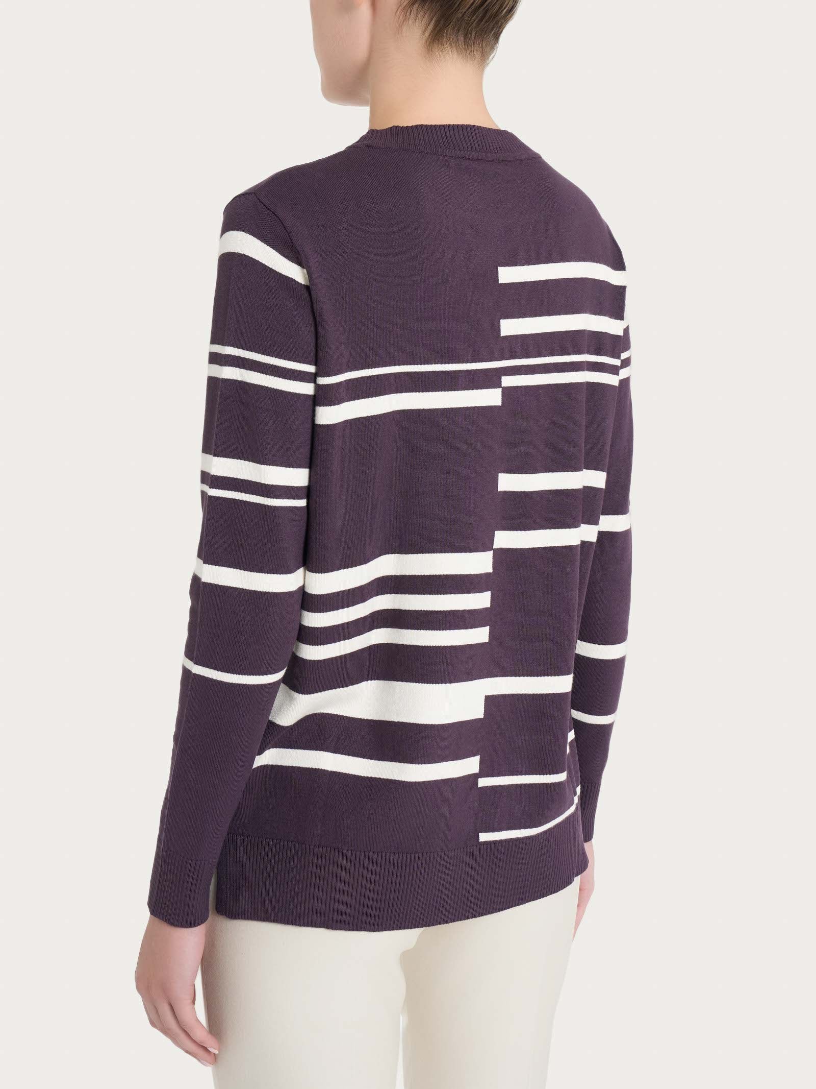 Ragno Four Seasons Maglia girocollo righe Plum Perfect