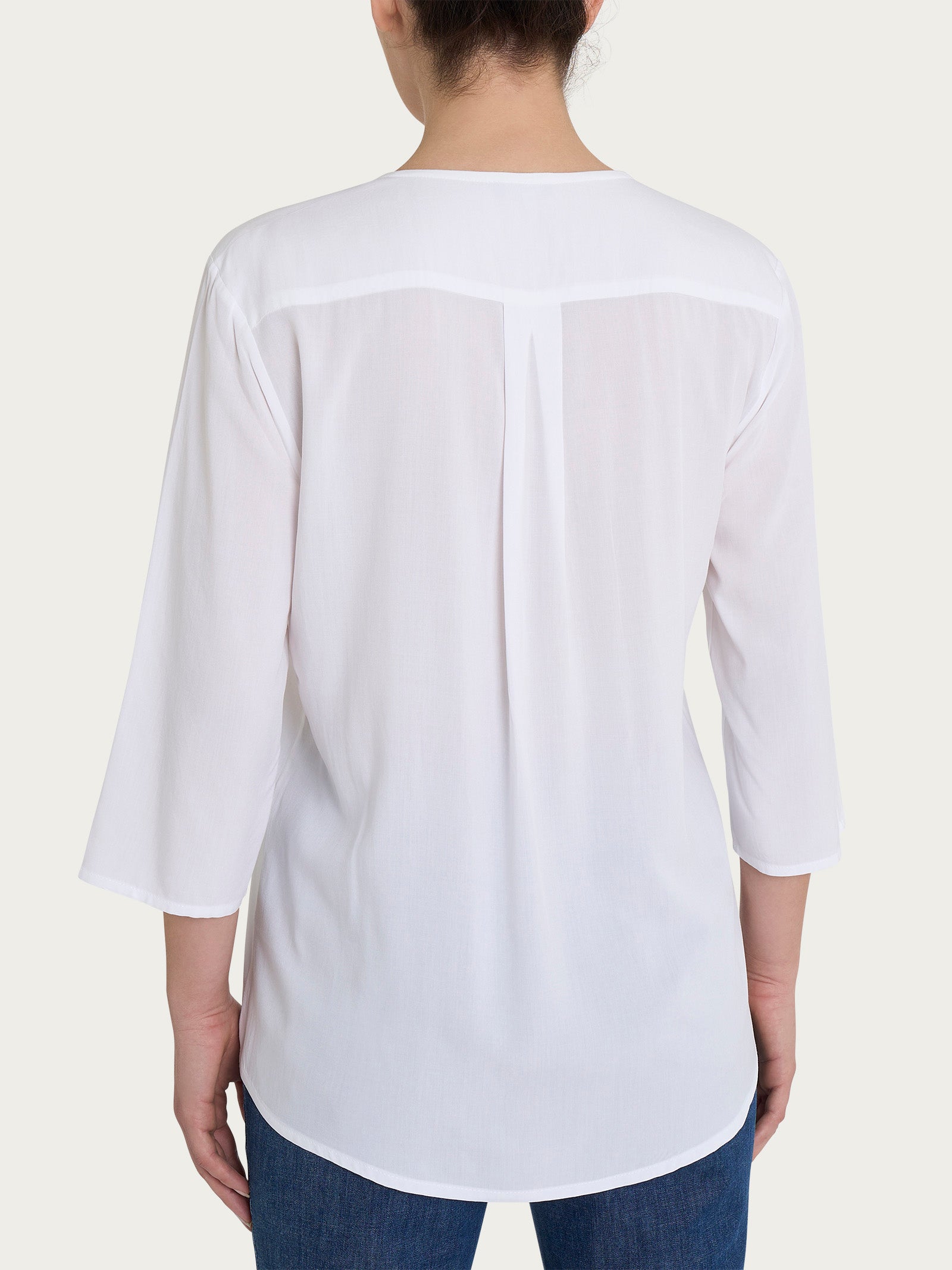 Ragno EcoSeta Blusa Scollo V Bianca Manica 3/4