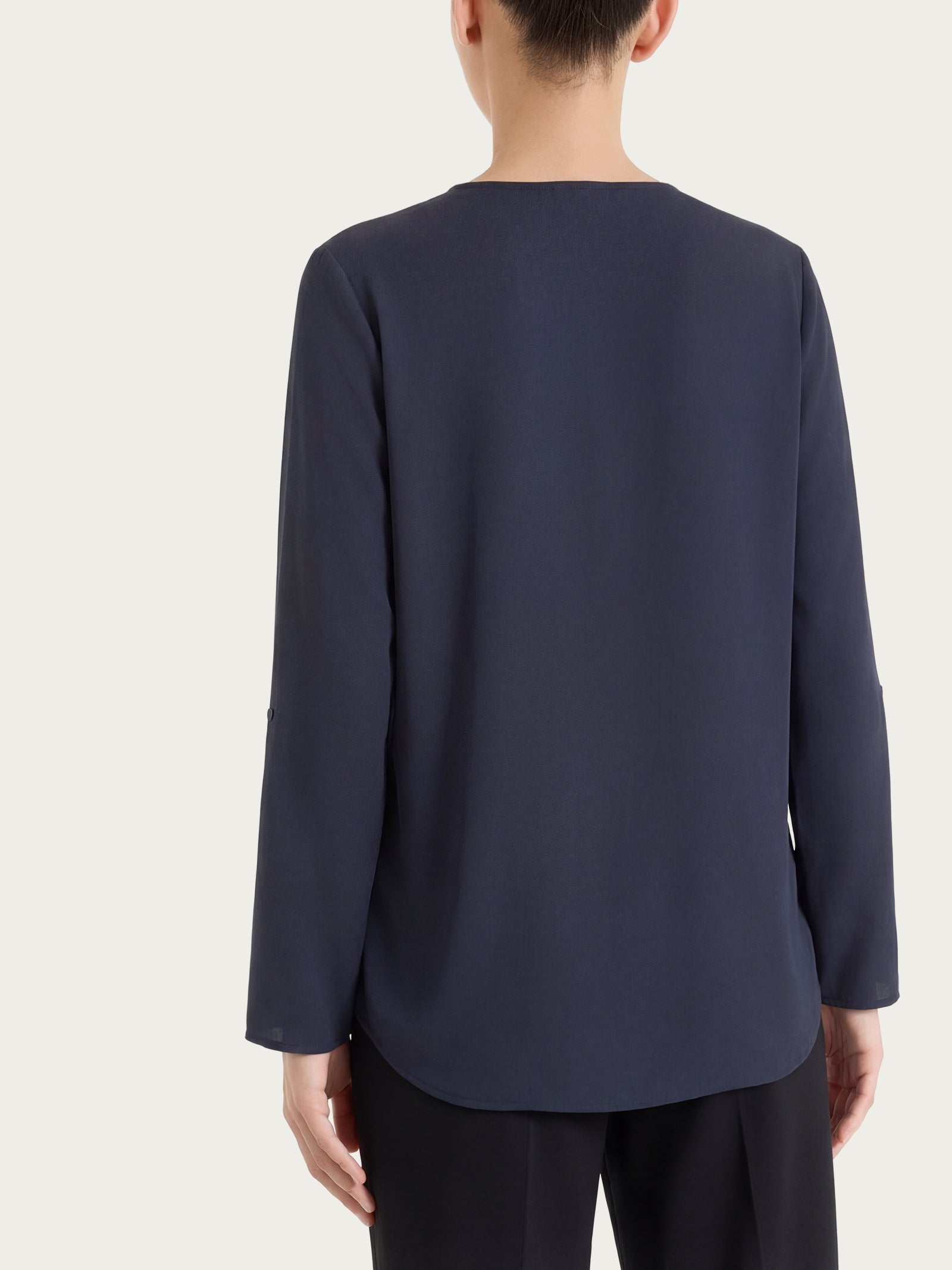 Ragno Voile Stretch Camicia Manica Risvoltabile Bleu