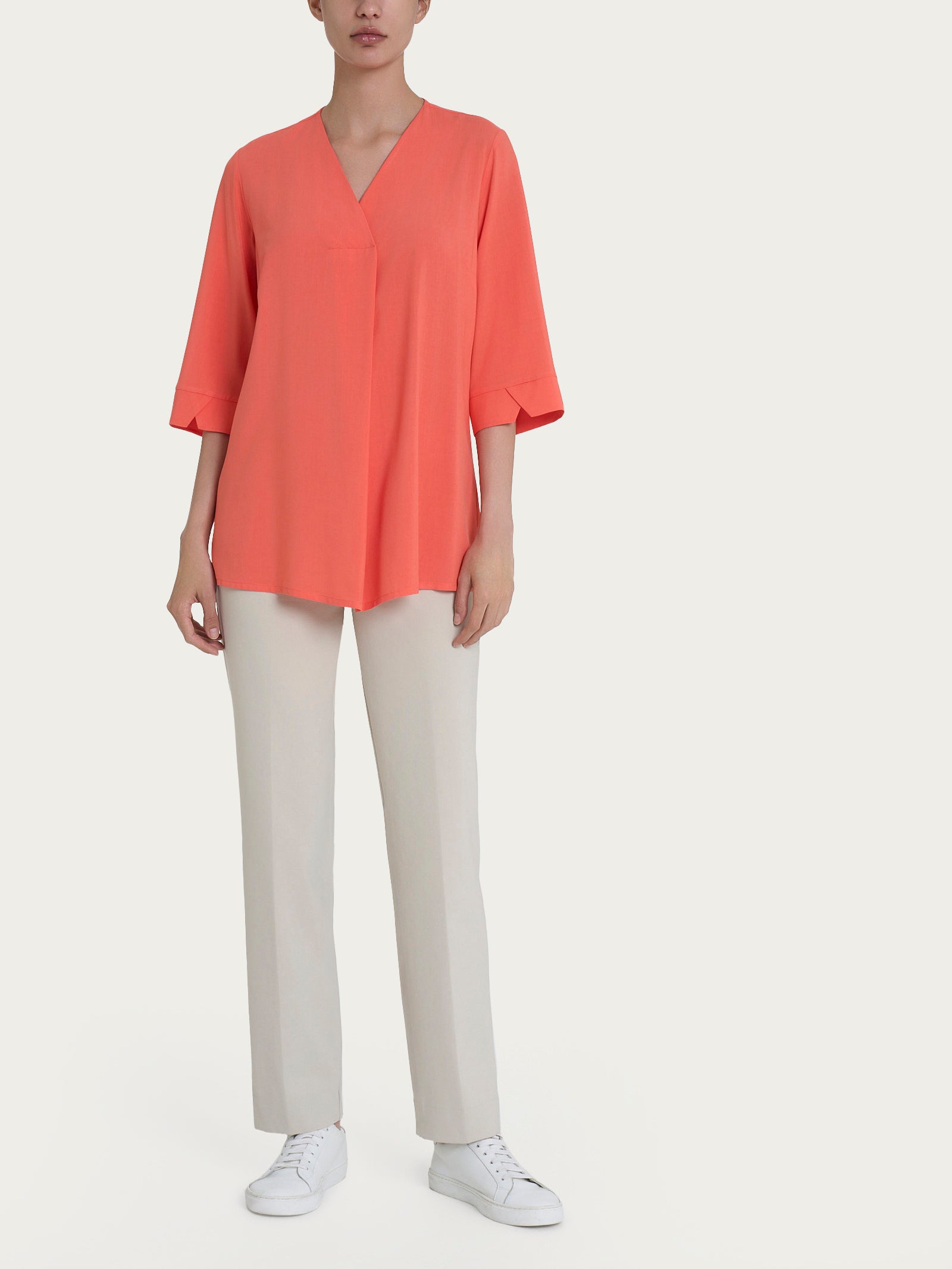 Ragno Ecoseta blusa scollo a V rosa manica 3/4