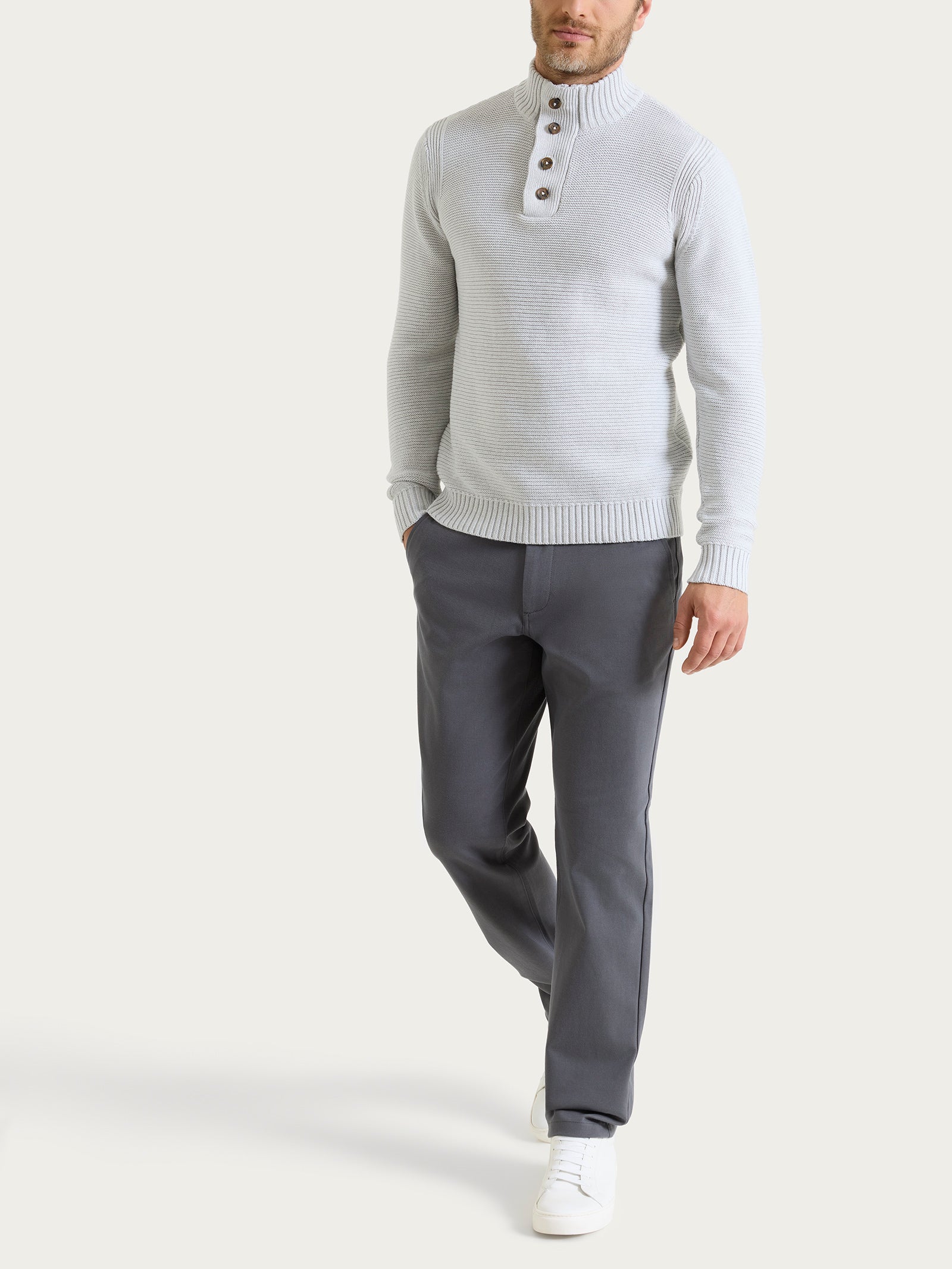 Ragno Winter Cotton lupetto zip bottoni uomo Dawn Blue Mel. puro cotone