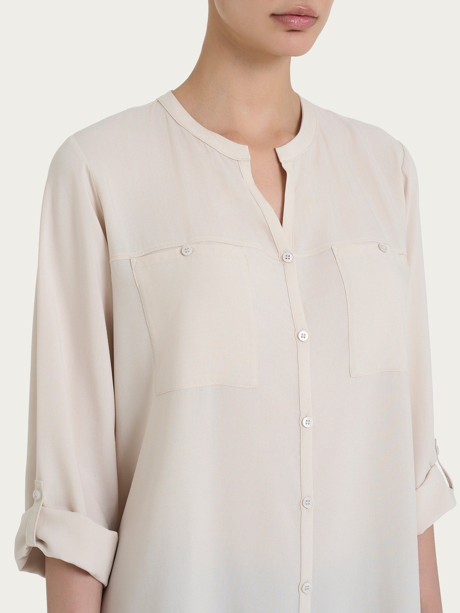 Ragno EcoSeta Camicia Collo Coreana Champignon