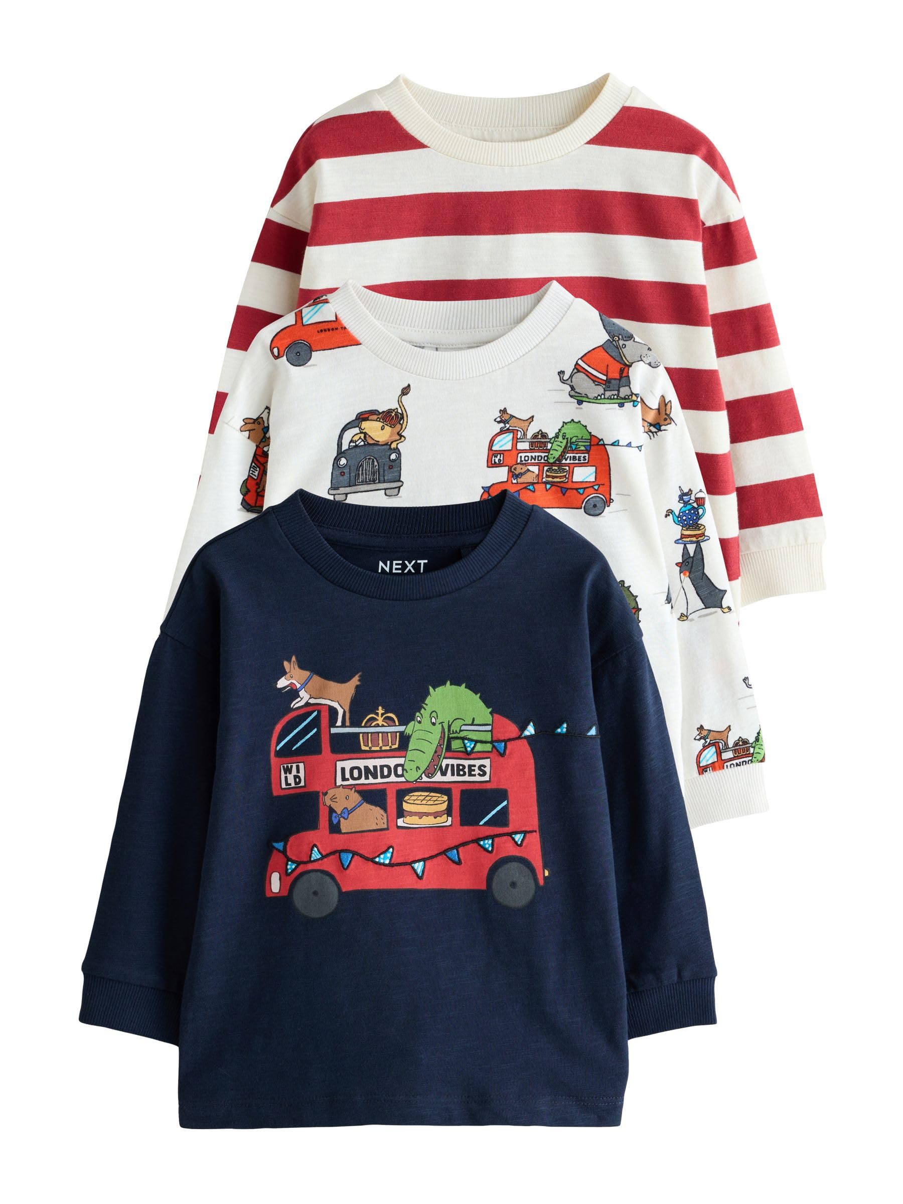 Next t-shirt bambino manica lunga 3 pezzi 116-122 applicazioni