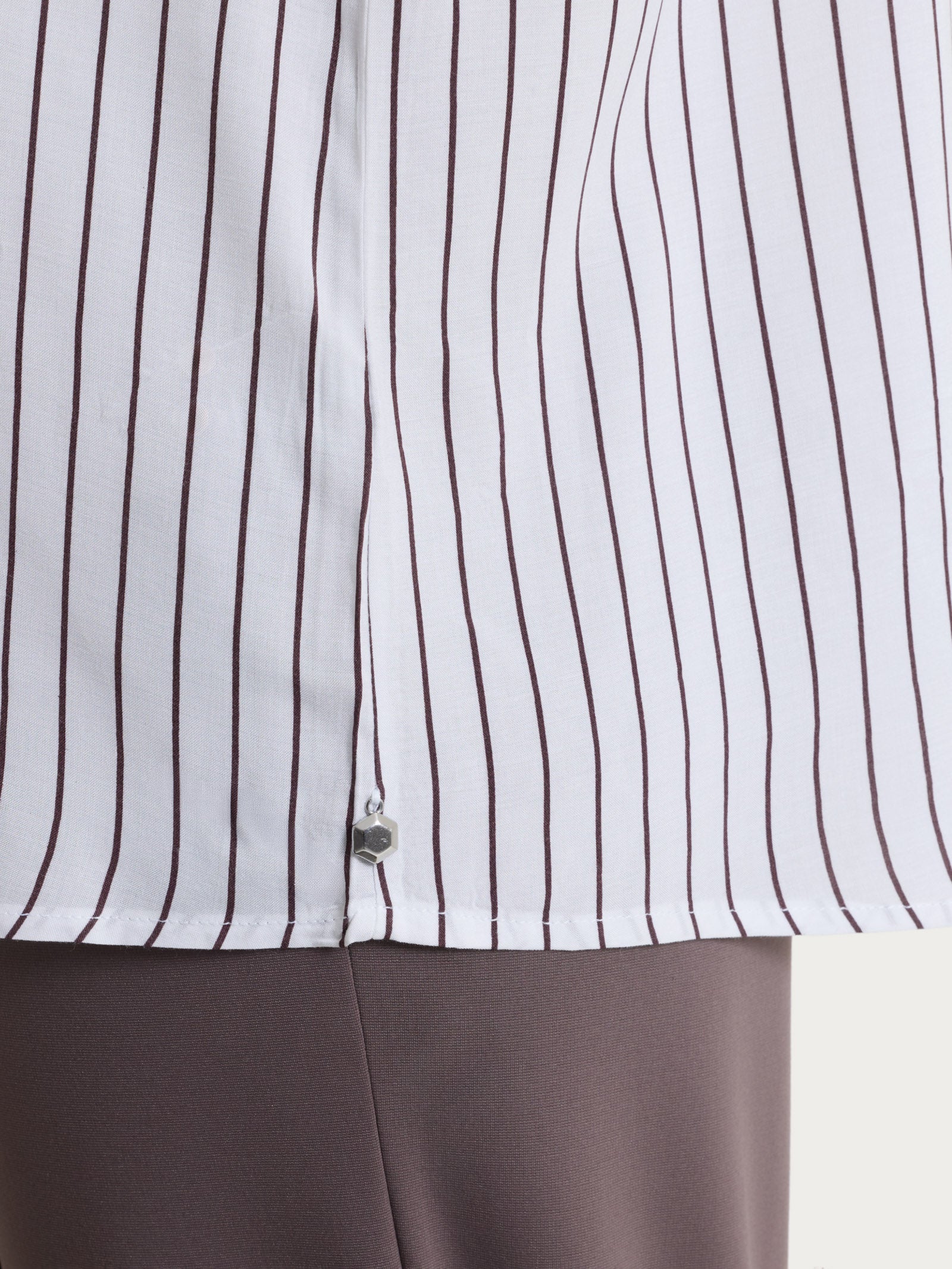 Ragno Camicia Righe Donna Raisin Manica Corta Ecoseta Viscosa