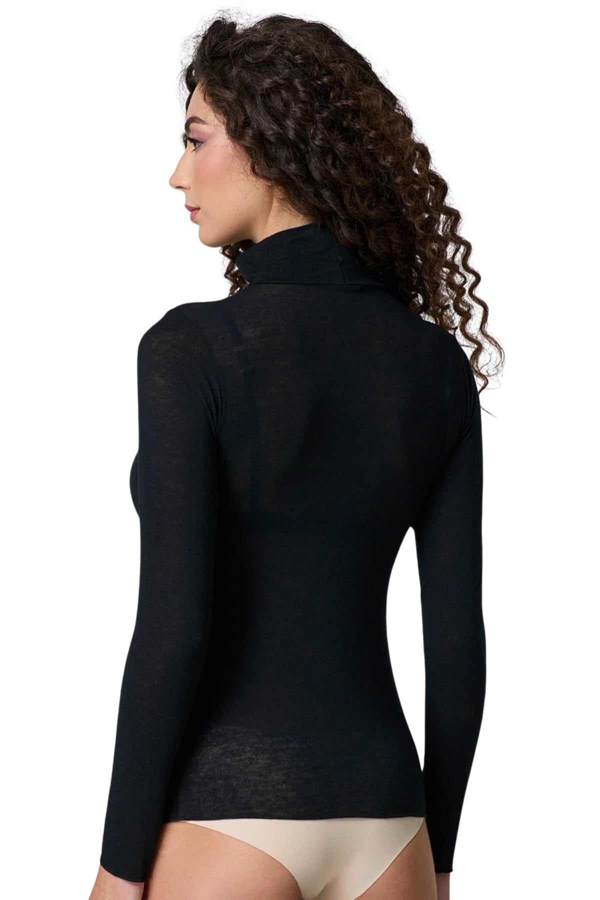 Lady C Modal Cashmere Maglia Collo Alto Leggera Calda