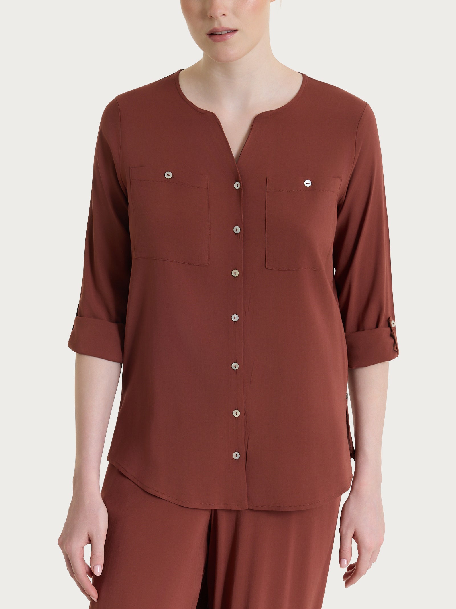 Ragno Viscosa Summer camicia mahogany voile stretch
