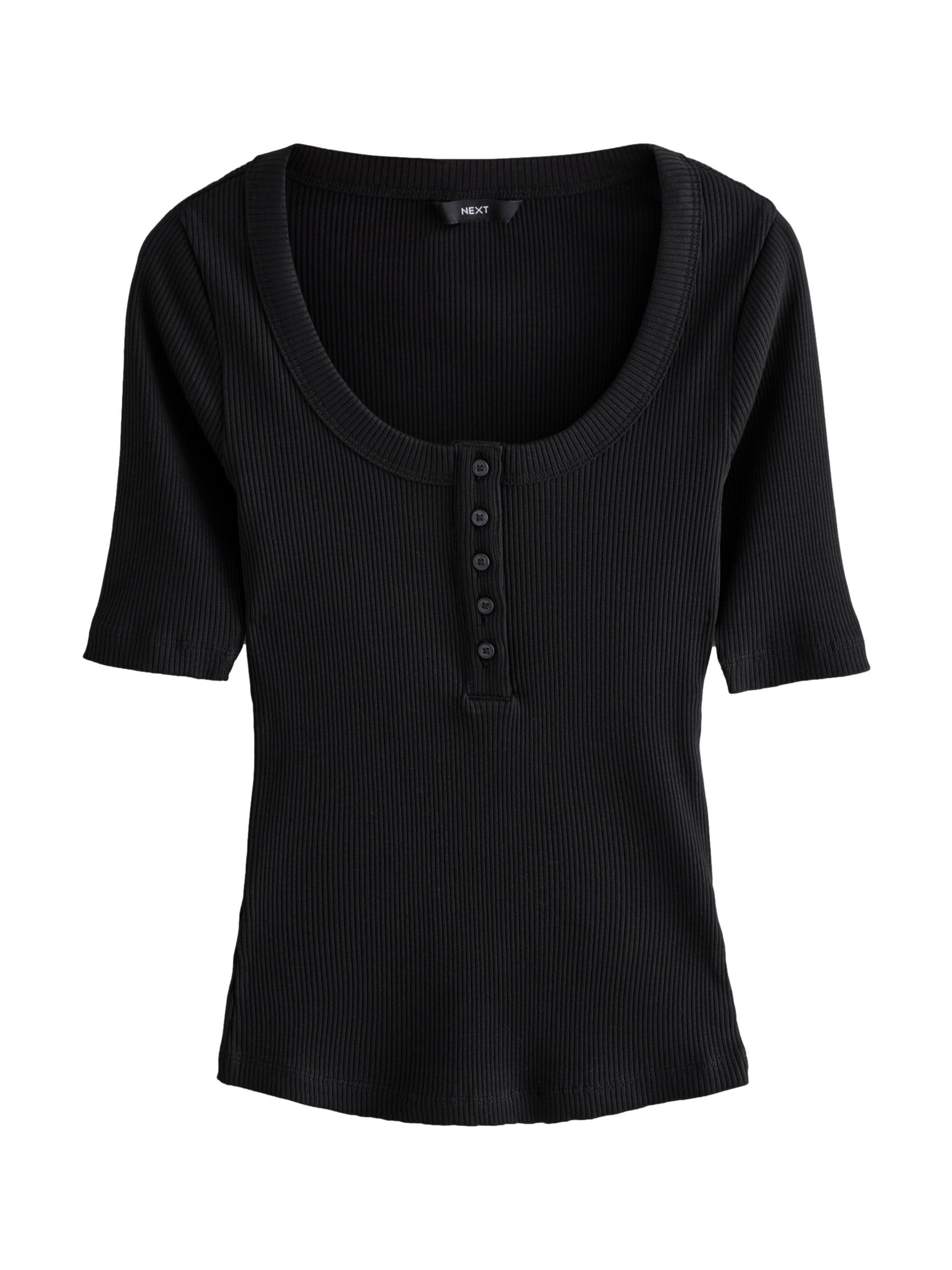Next Top Henley Donna 46 Nero Coste Ampie Cotone