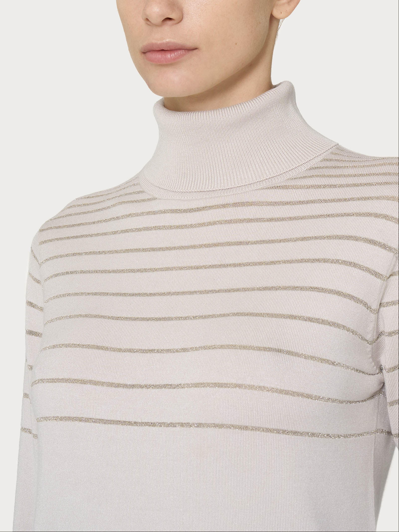 Ragno Four Seasons Dolcevita a righe Lurex maglia Champignon