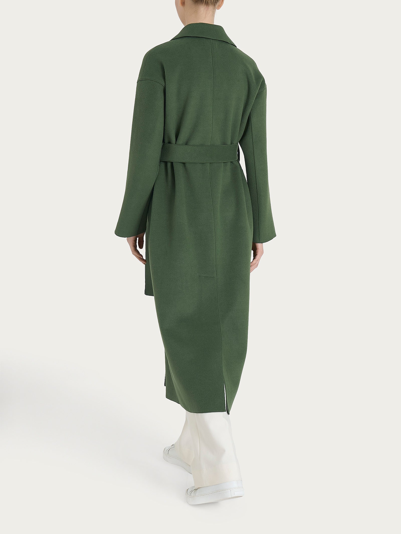 Ragno Vegan Wool Cappotto Lungo cappotto Bronze Green cintura