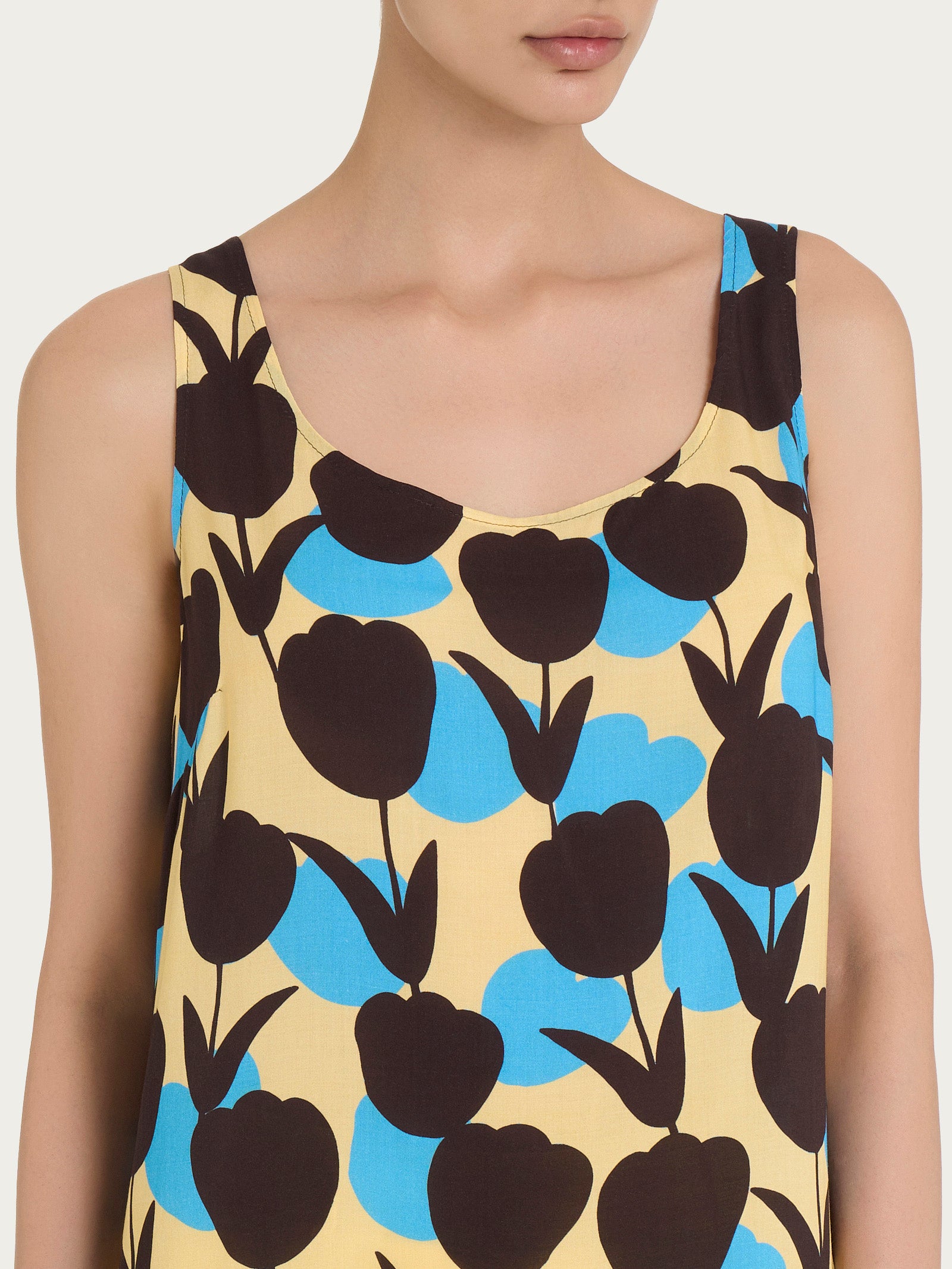 Ragno EcoSeta Top Donna Viscosa Fantasia Azure Blue
