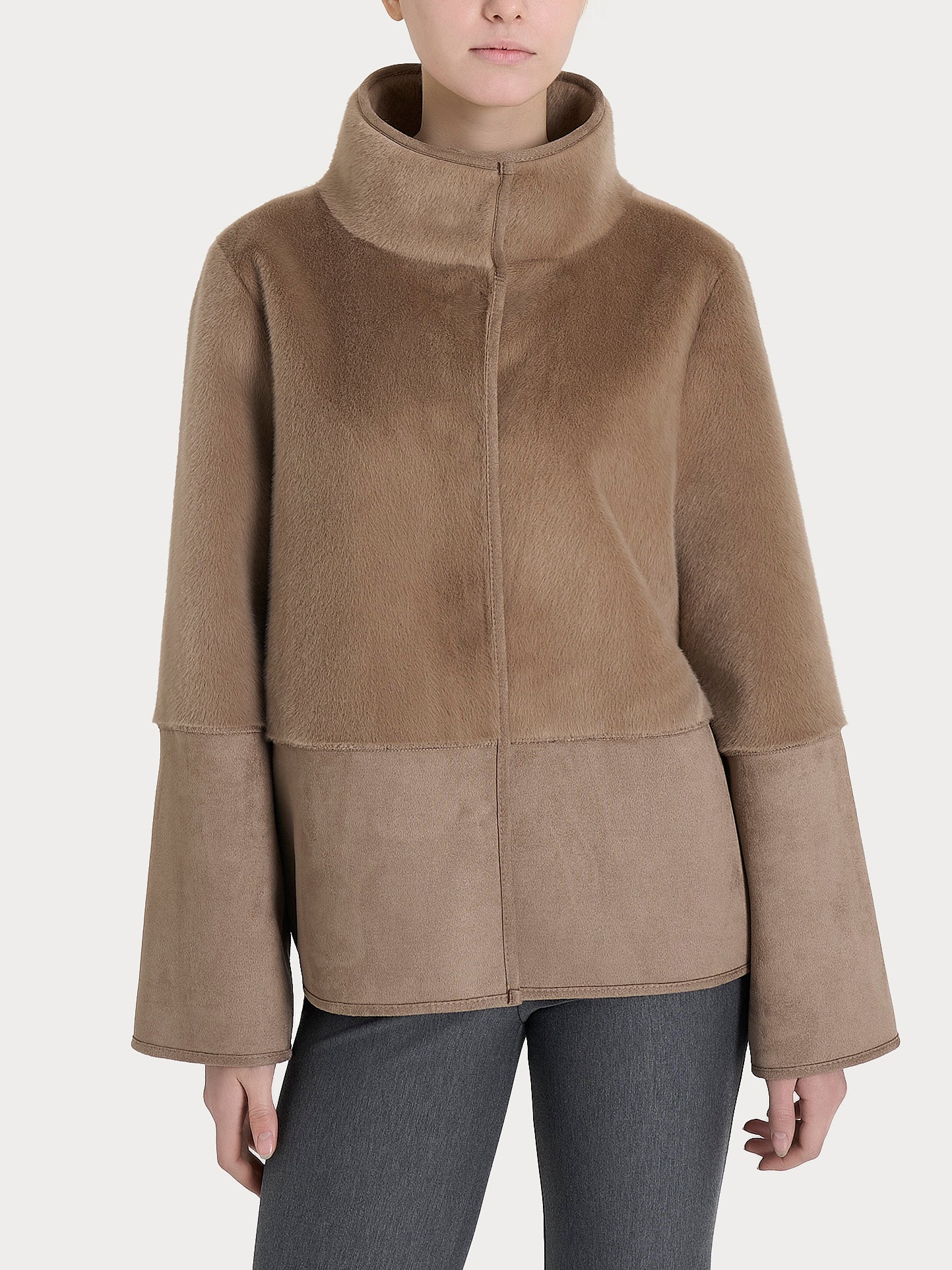 Ragno Vegan Shearling giacca corta double-face Pine Bark