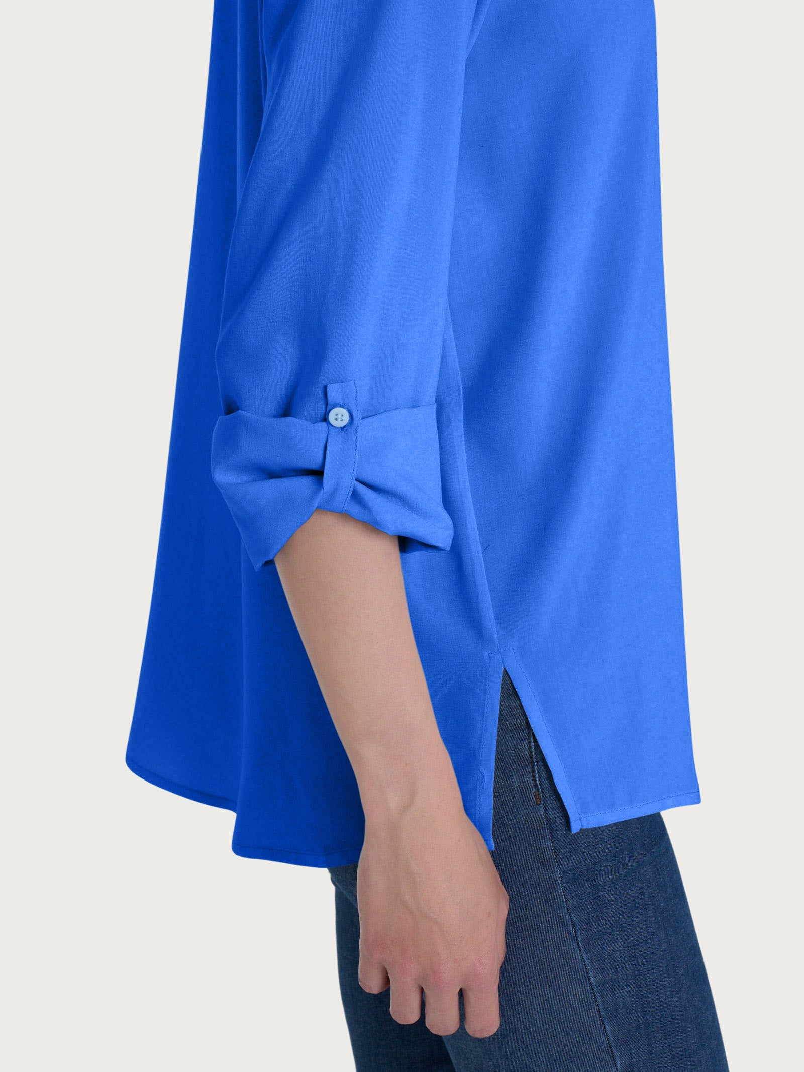 Ragno EcoSeta Collo Coreana Risvoltabile blusa dazzling blue fluida