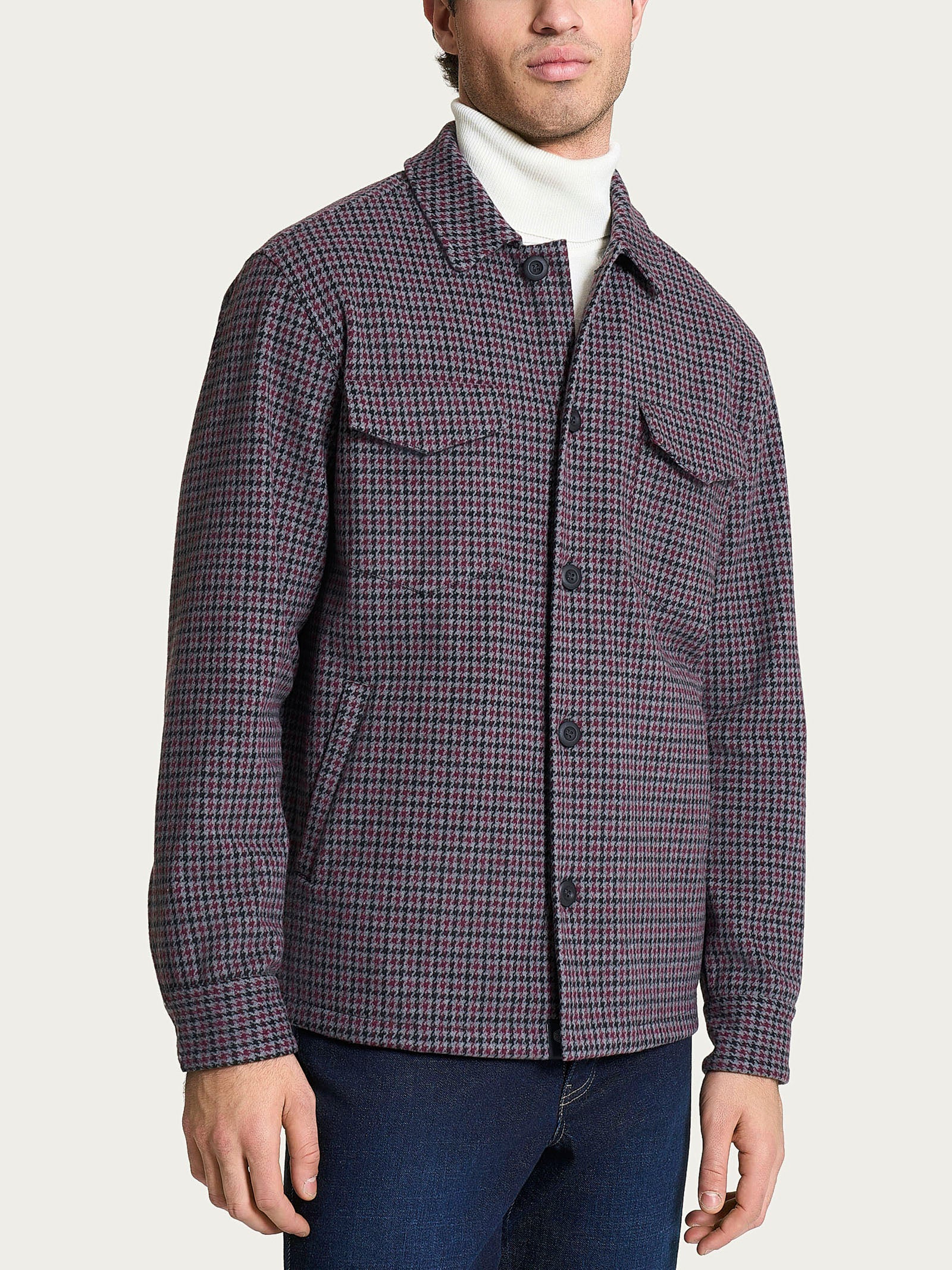 Ragno Jacquard shacket uomo bottoni fantasia resistente