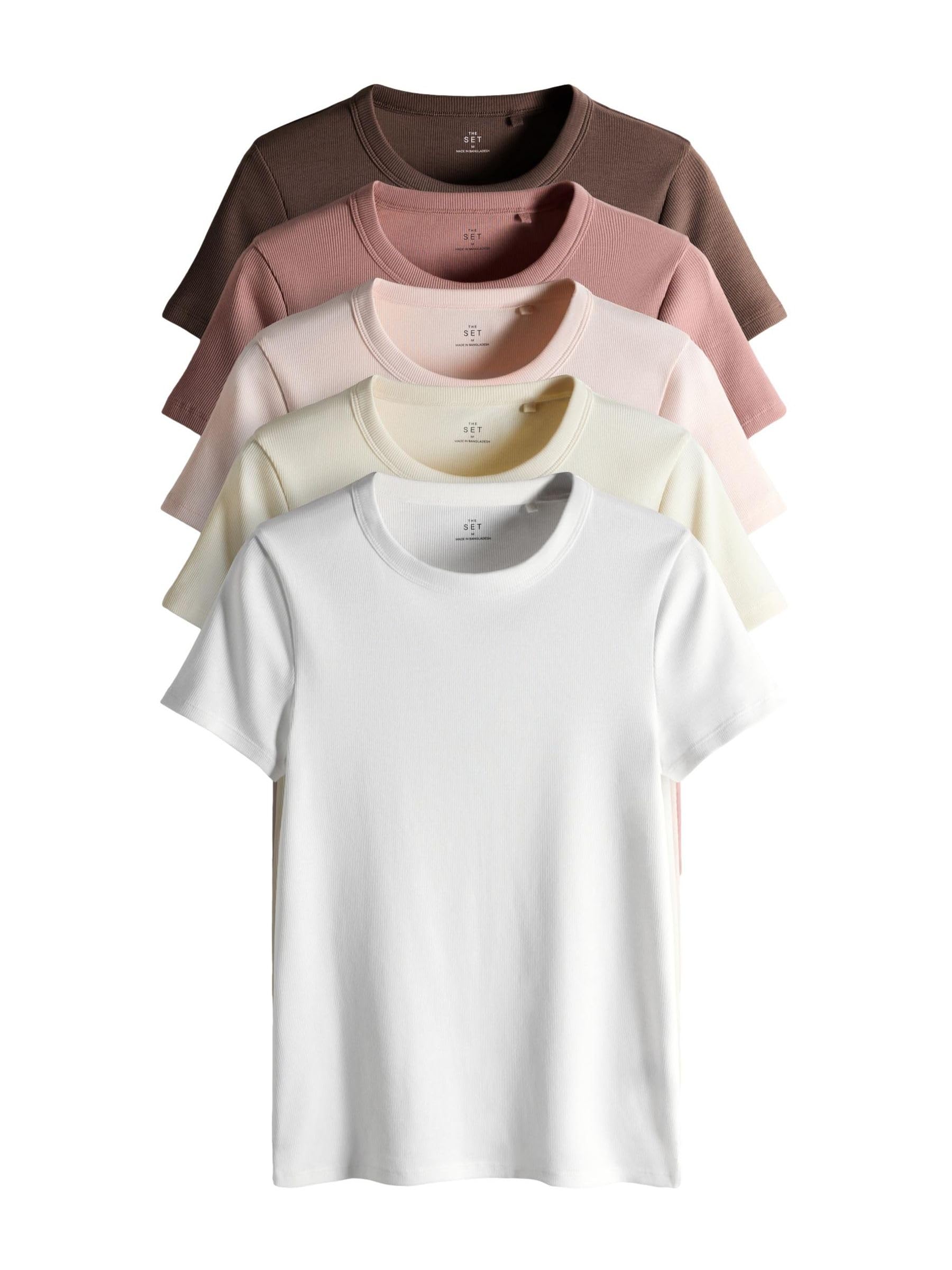 Next The Set magliette donna coste manica corta 5 pezzi