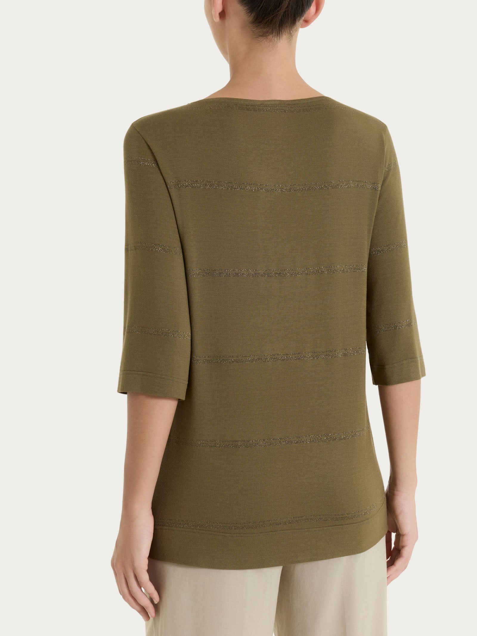 Ragno Viscosa Summer maglietta 3/4 righe Dark Olive viscosa