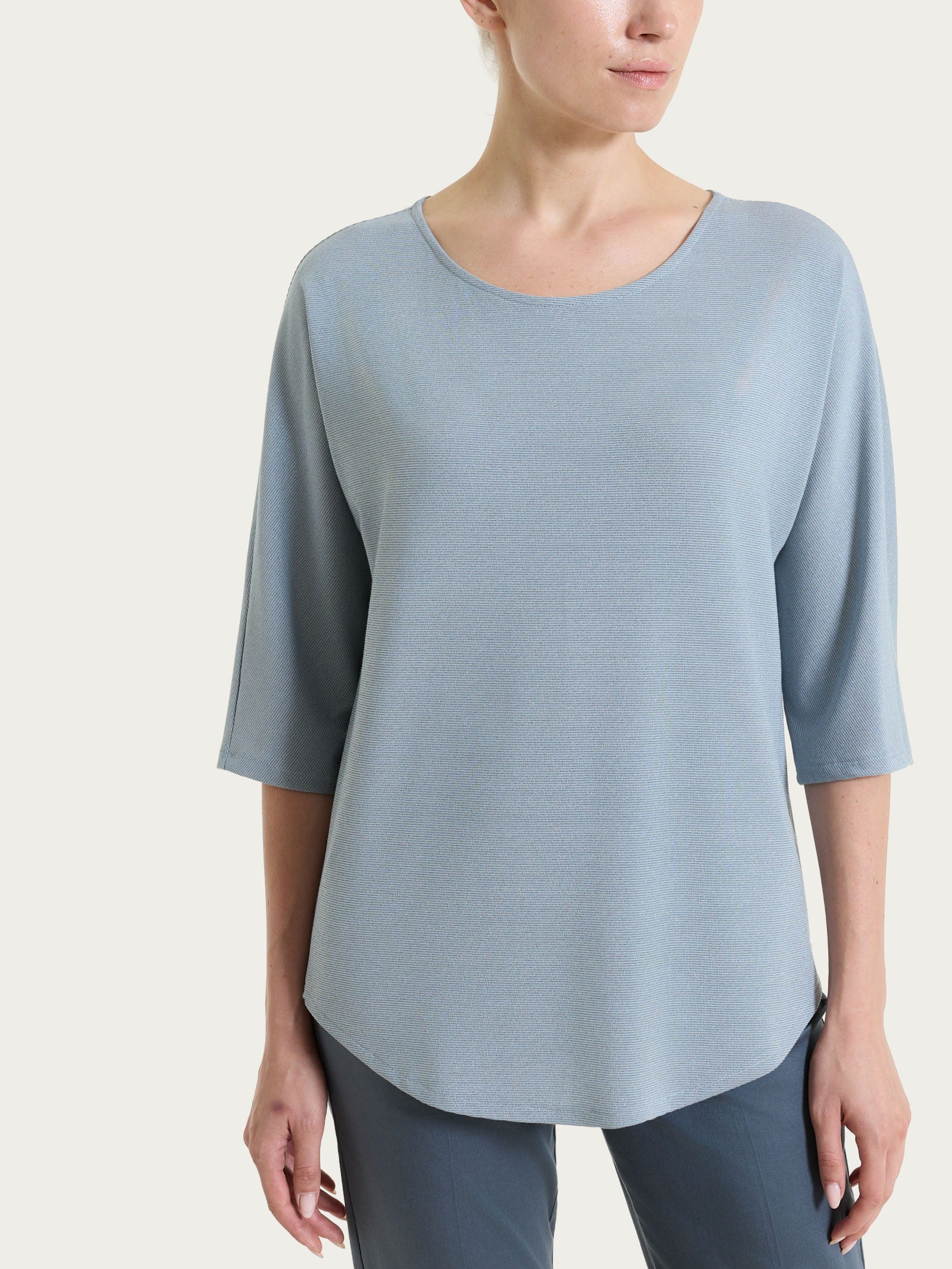 Ragno Summer Light Maglietta Kimono 3/4 Blu Rigata