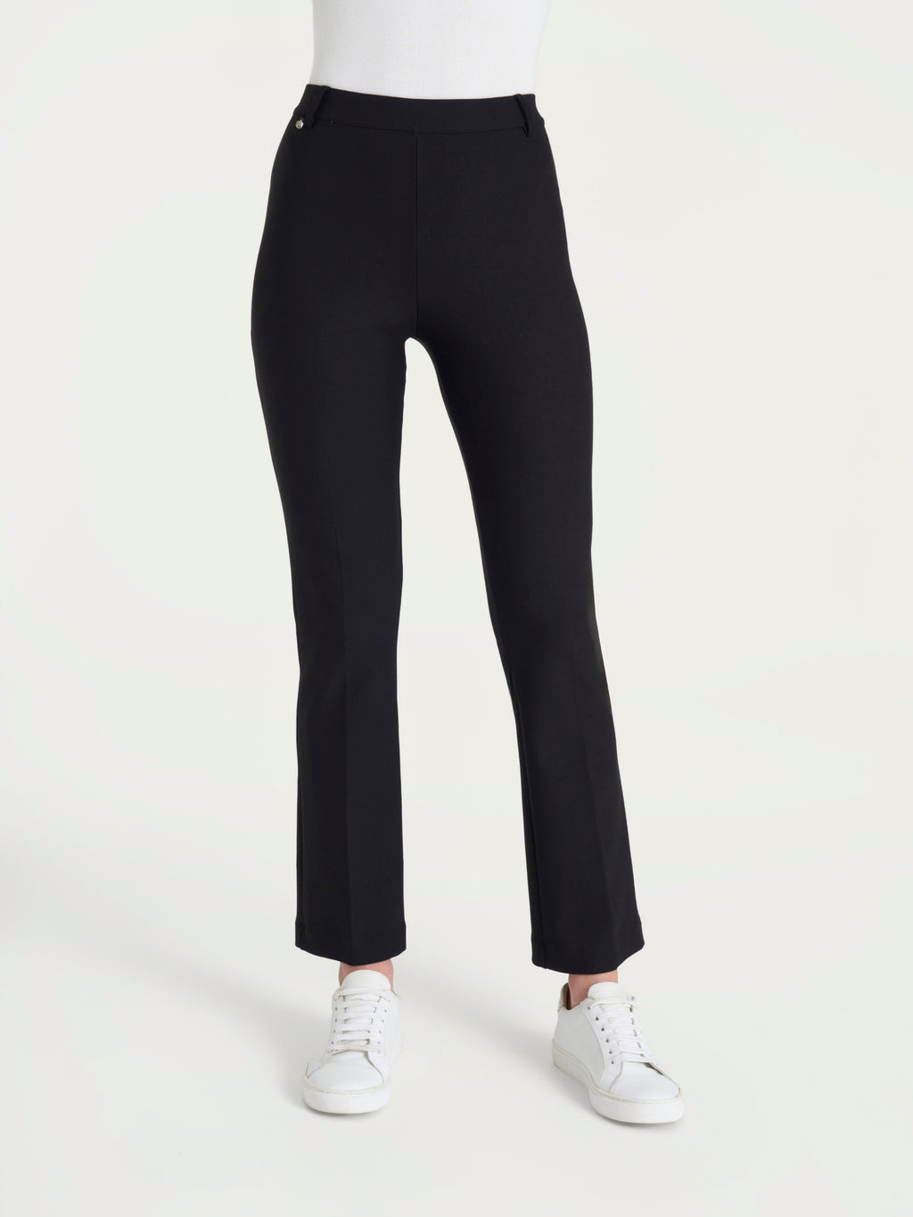Ragno Compact Pantaloni Flare Cropped Neri Elasticizzati