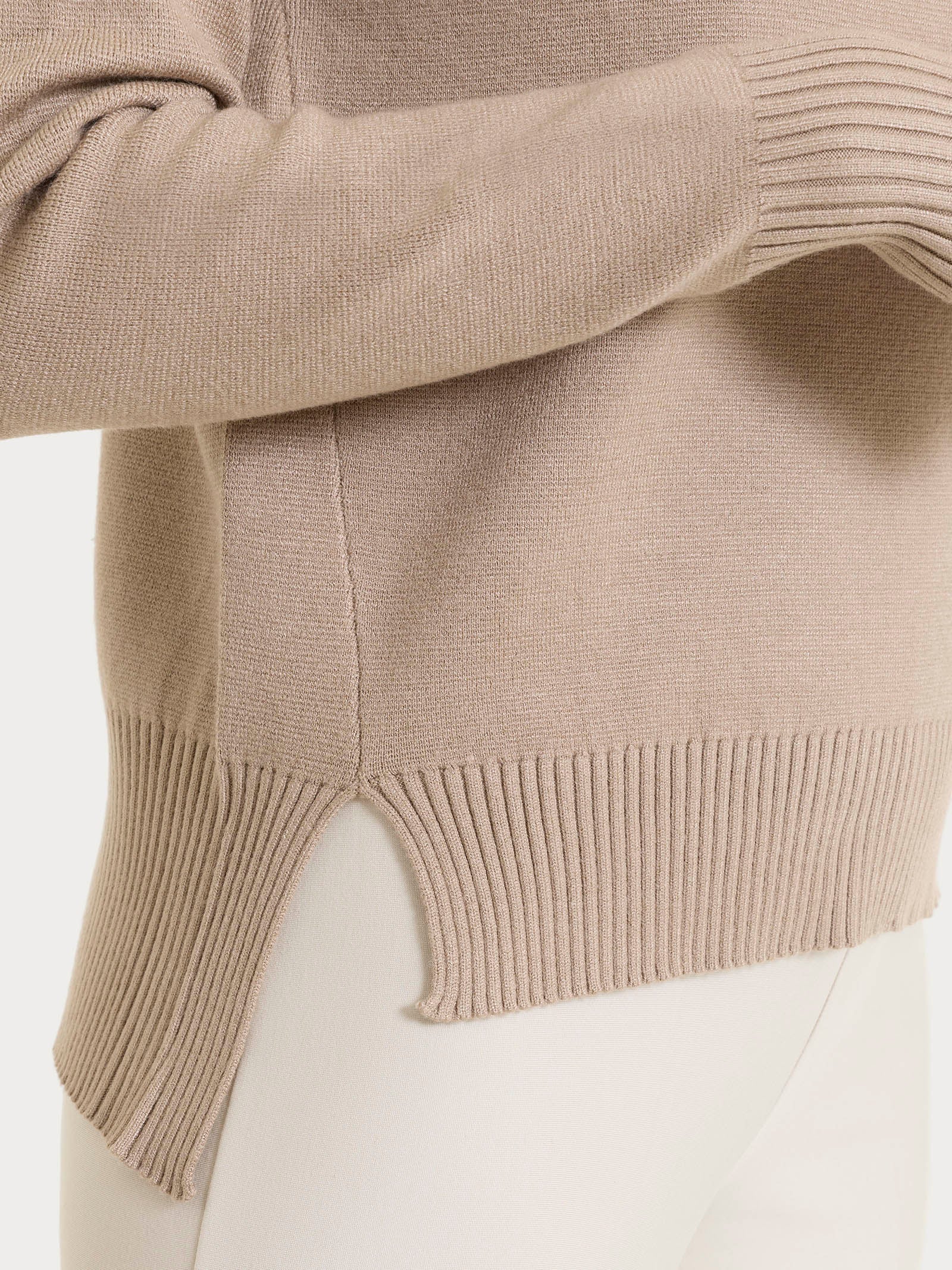 Ragno Super Soft Maglia con collo alto con spacco cammello