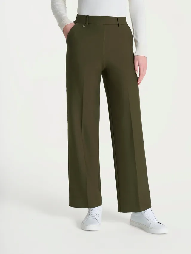 Ragno Compact The Cropped pantalone Dark Olive gamba larga