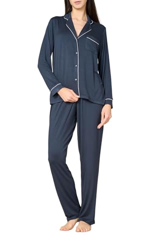 Goldenpoint Pigiama Lungo Abbottonato Piping Pigiama Donna
