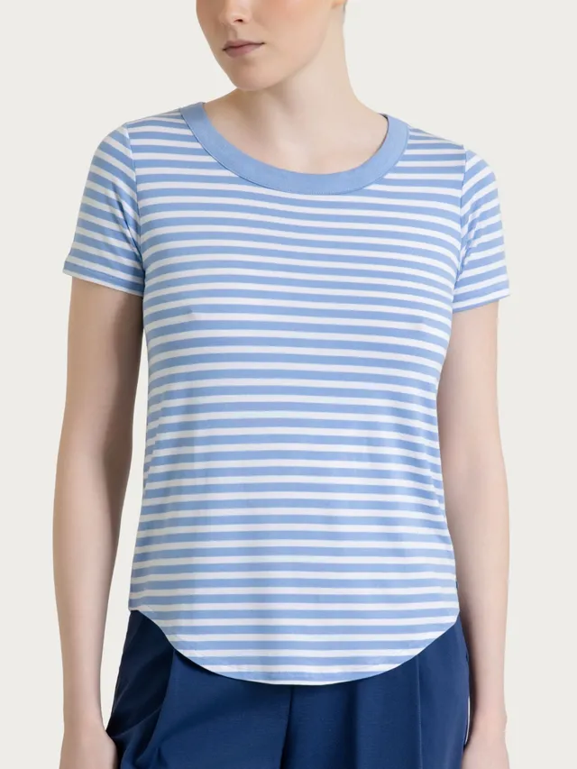 Ragno Viscosa Summer Maglietta righe manica corta Bel Air Blue