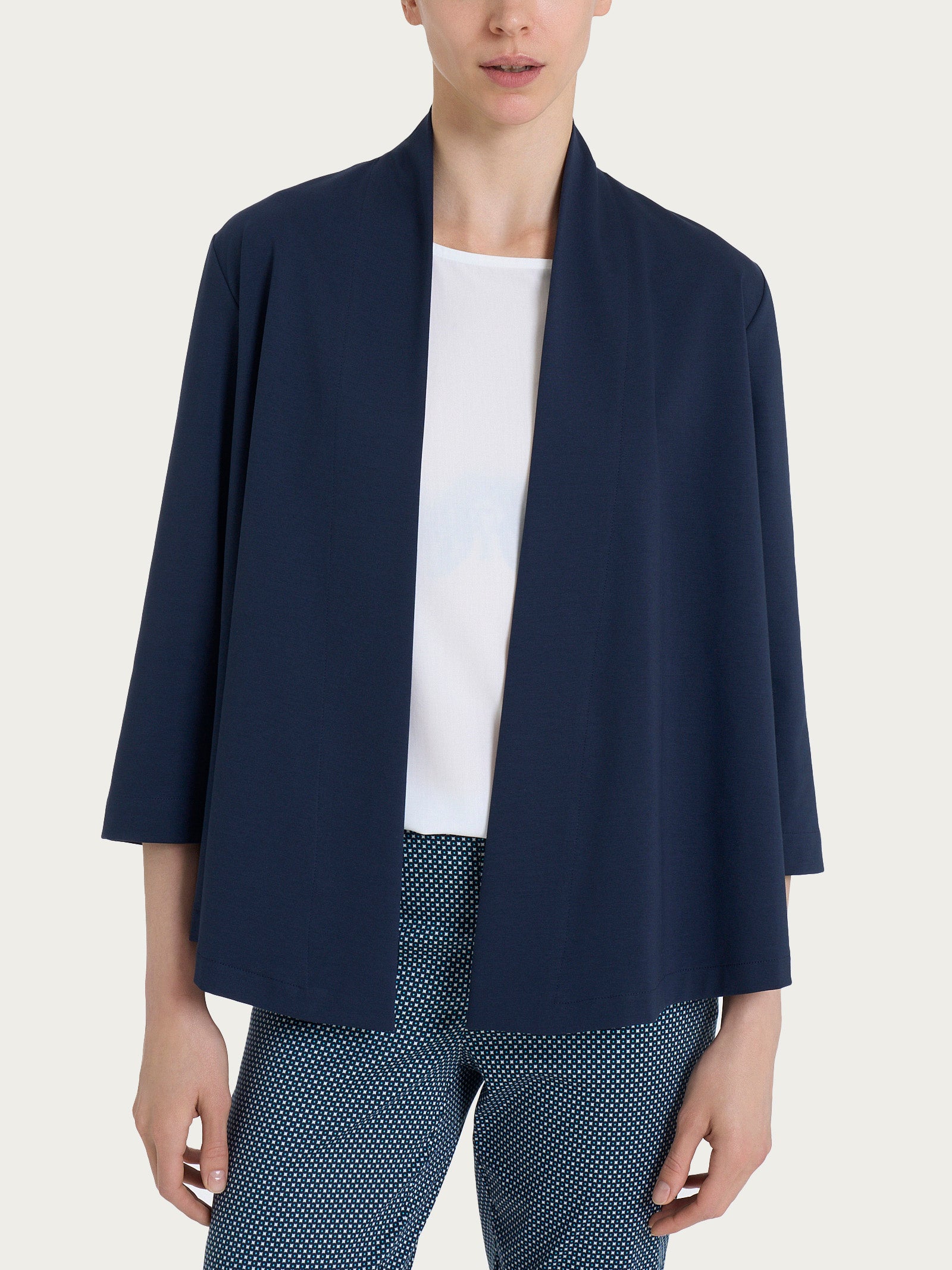Ragno Compact Light cardigan aperto Bleu manica 3/4 leggero
