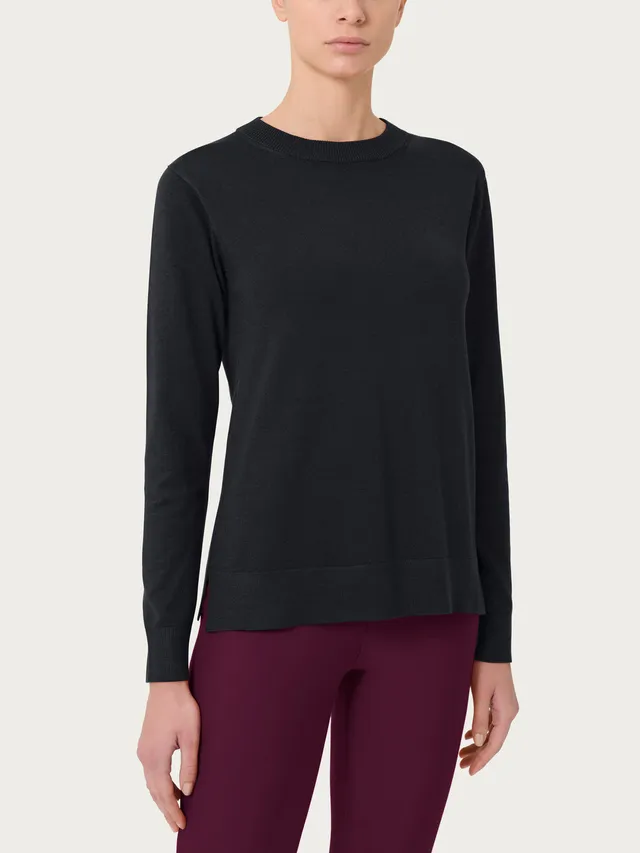 Ragno Four Seasons maglione girocollo nero in viscosa