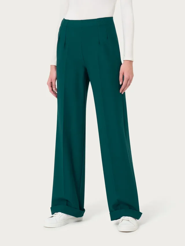 Ragno Compact The Wide Leg pantalone ampio verde Rain Forest