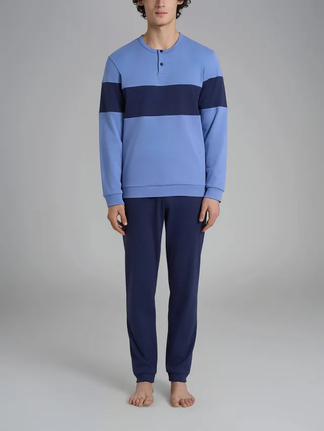 Ragno Sport Pigiama Lungo Serafino cotone Colony Blue