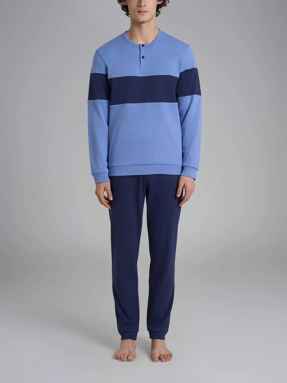 Ragno Sport Pigiama Lungo Serafino cotone Colony Blue