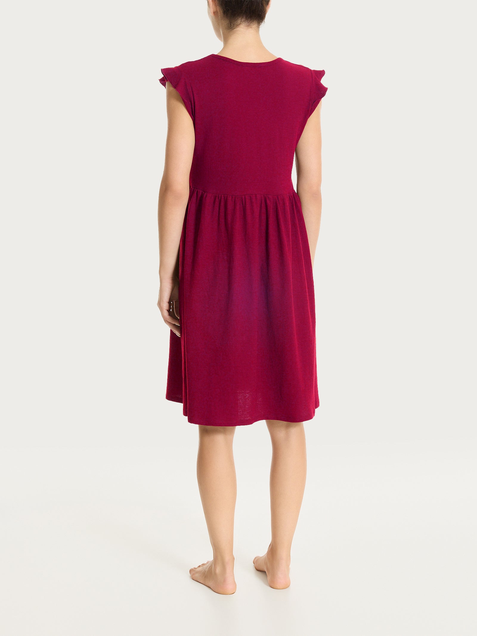 Ragno Mussola Slub abito smanicato corto Beet Red fresco