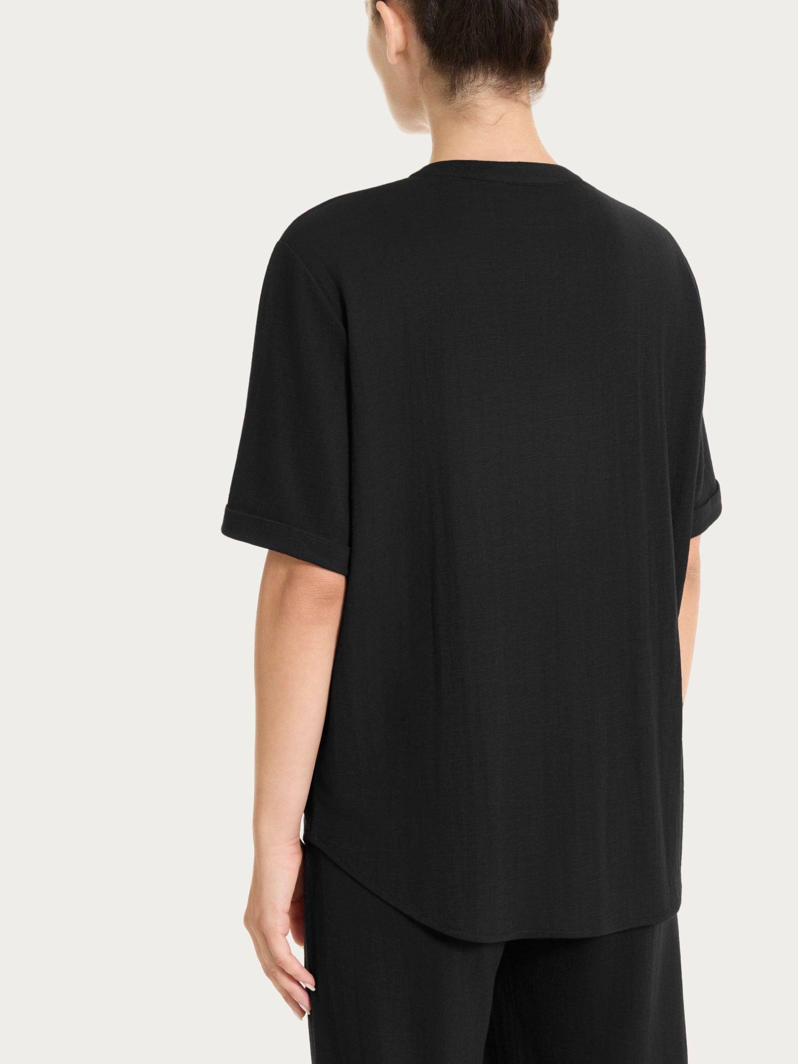 Ragno Summer Slub Maglia Scollo Serafino Nero manica 3/4
