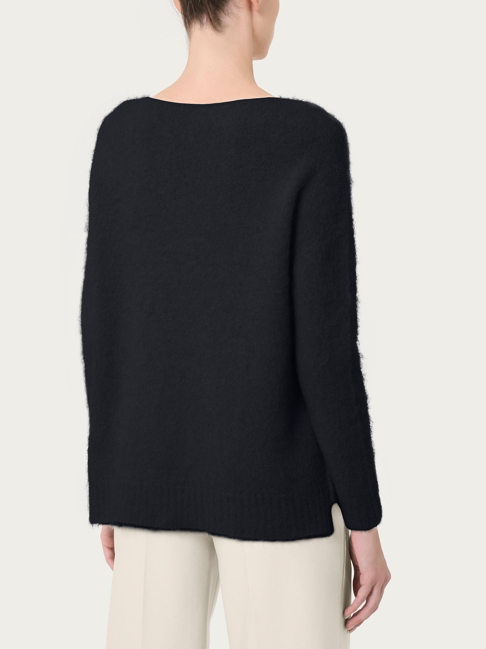 Ragno Alpaca maglia barchetta nera in lana