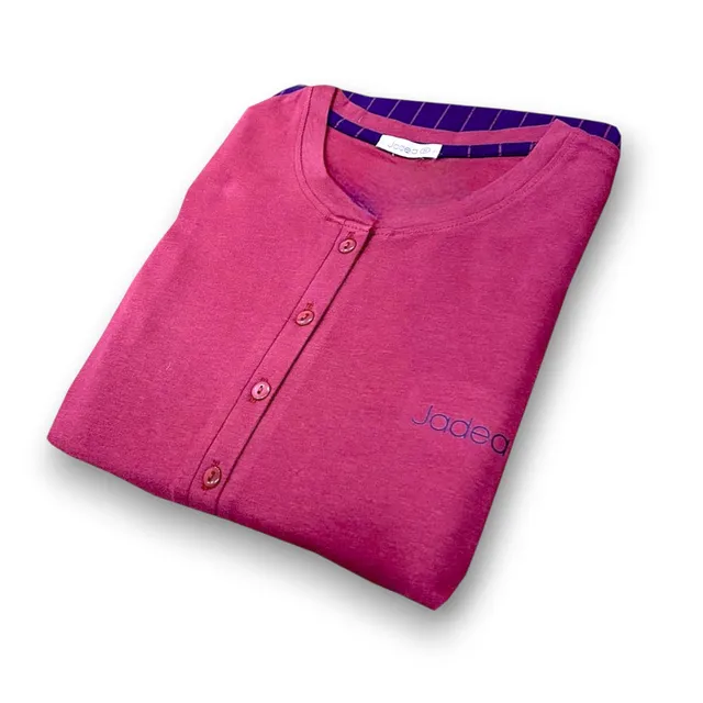 Lady C pigiama donna cotone caldo amarena XL con bottoni