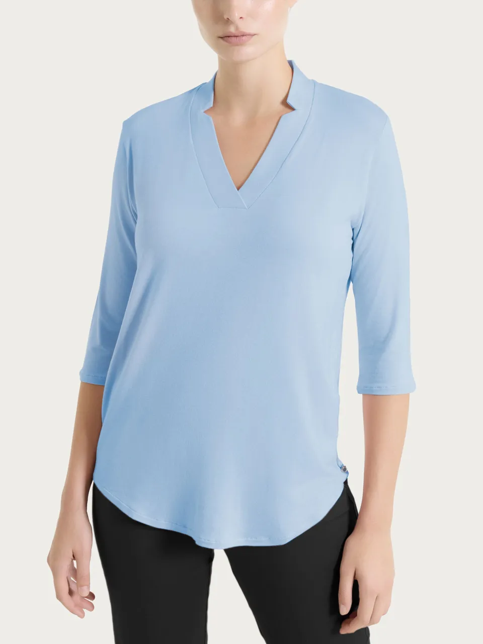 Ragno Viscosa Summer Maglietta Scollo a V Dusty Blue