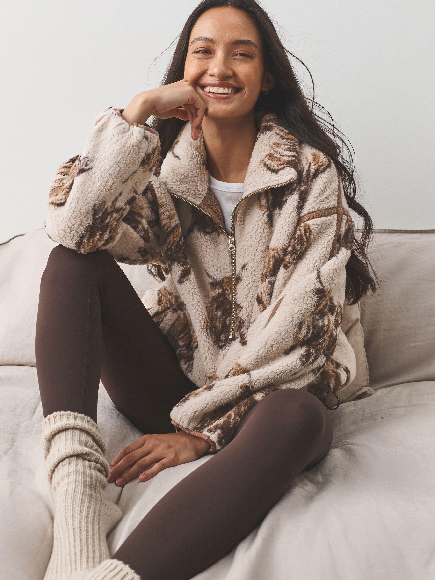 Next pile donna mezza zip sherpa